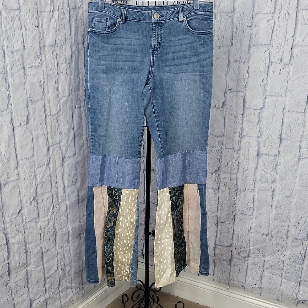 Lauren Conrad Boho‎ Patchwork Wide Leg Jeans Size 10